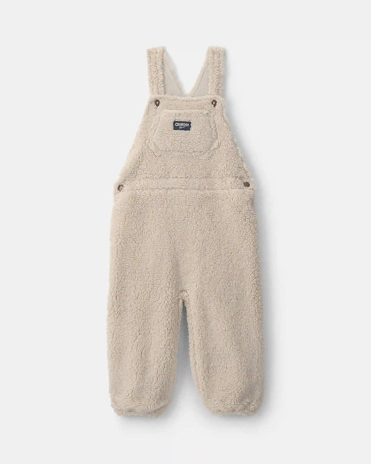 Toddler Teddy Fleece Overalls - Cream