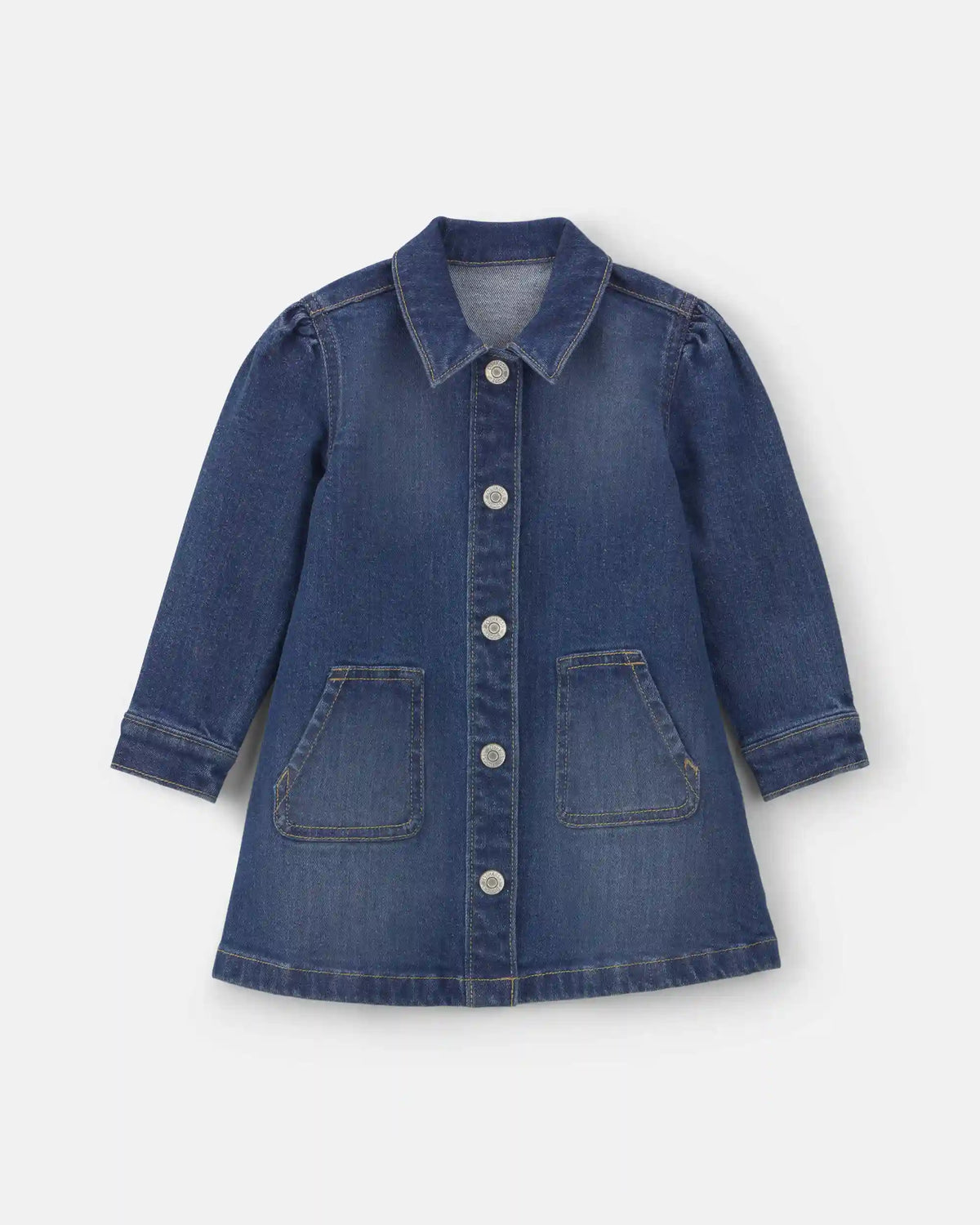 Toddler Girl Long-Sleeve Denim Dress - Dark Wash