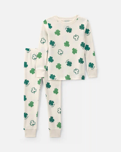 Toddler St Patrick's Day Cotton Snug Fit 2-Piece Pajama Set - Green/Cream