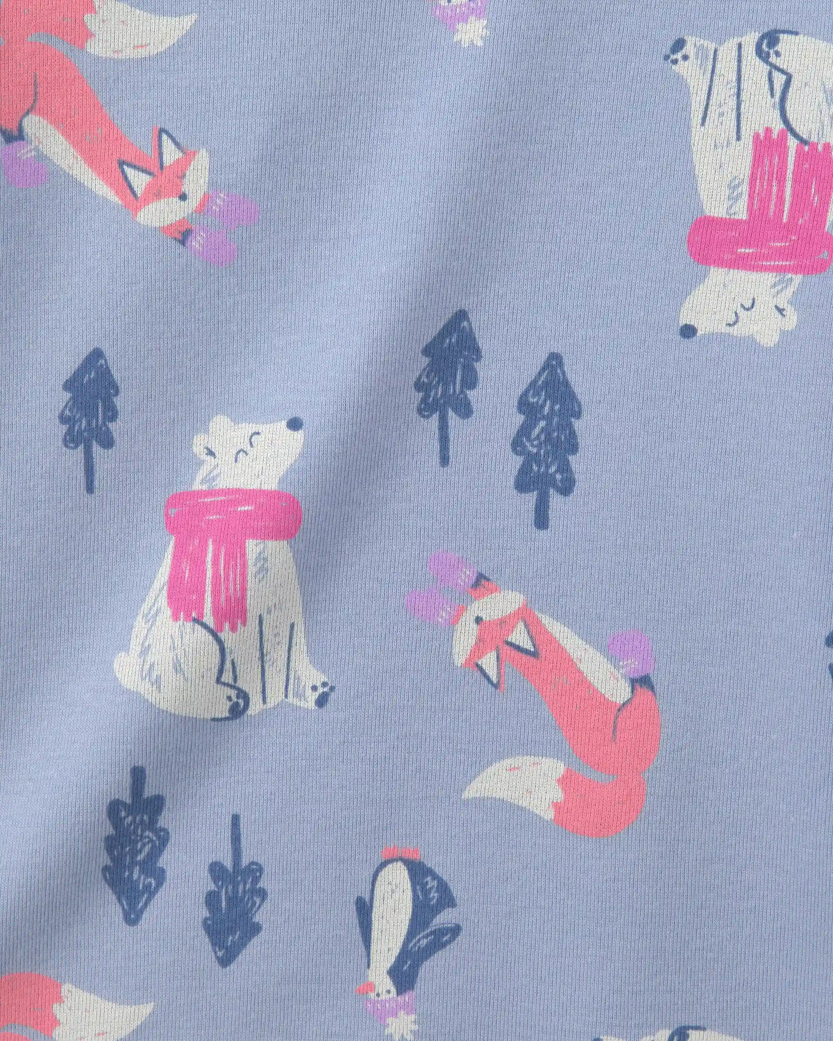 Toddler Girl Penguin Winter Cotton Snug Fit 4-Piece Pajama Set - Purple/White