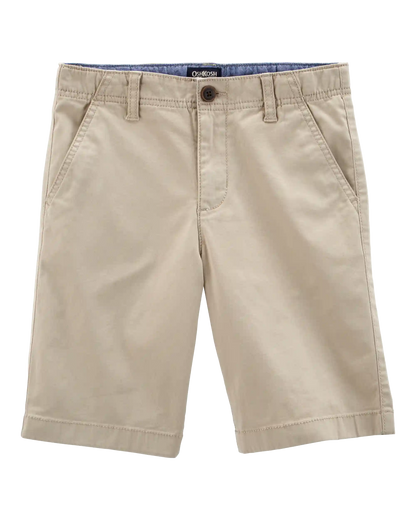 Boys Stretch Chino Uniform Shorts - Khaki