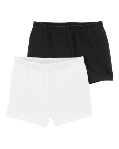 Girls 2-Pack Cartwheel Shorts - Black/White