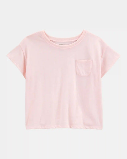Kid Solid Short-Sleeve Fashion Top - Pink