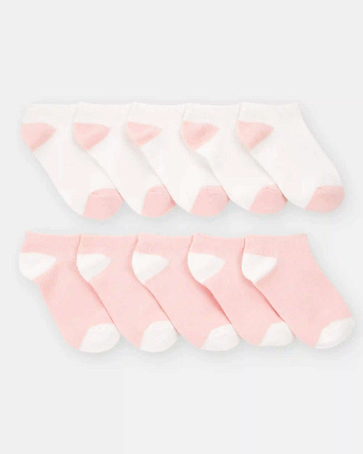 Girls 10-Pack No Show Socks - Pink/White