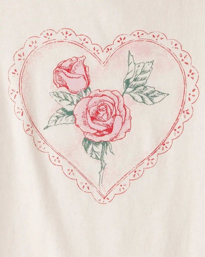 Girls Valentine Heart Long-Sleeve Graphic Tee - White