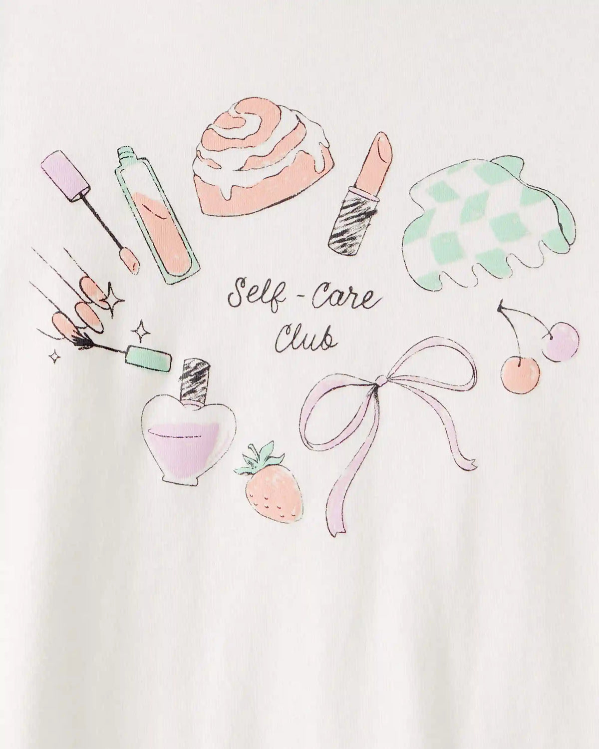Girls 'Self Care' Long-Sleeve Graphic Tee - Ivory