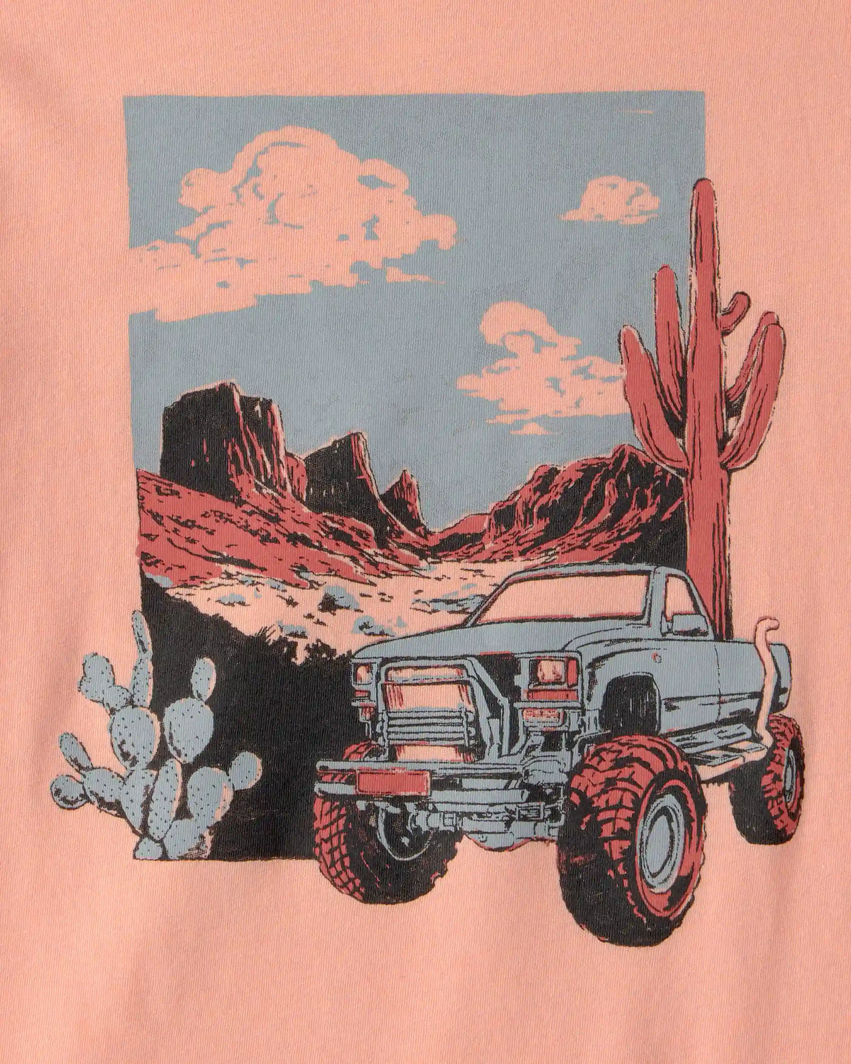Kids Mountain Truck Graphic Tee - Coral