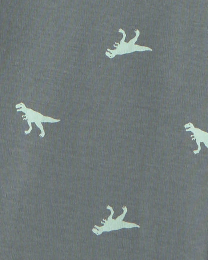 Boys Dinosaur 100% Cotton Snug Fit 4-Piece Pajama Set - Green/Grey
