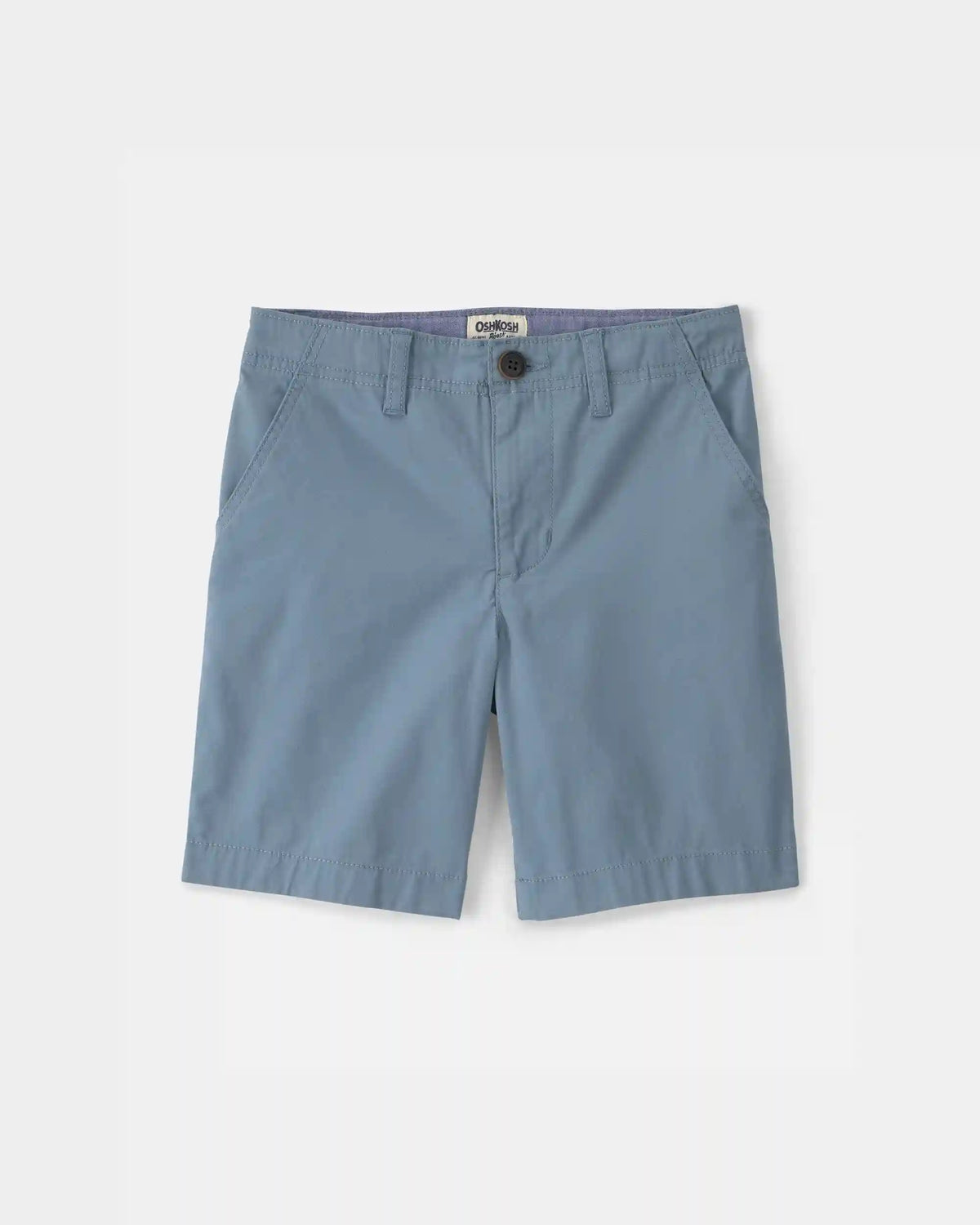 Boys Twill Flat-Front Shorts - Blue