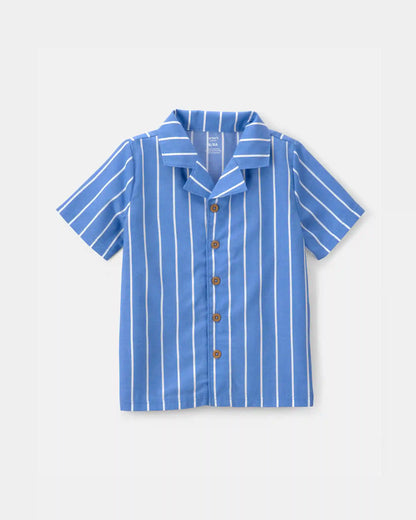 Boys Striped Loose Fit 2-Piece Pajama Set - Blue