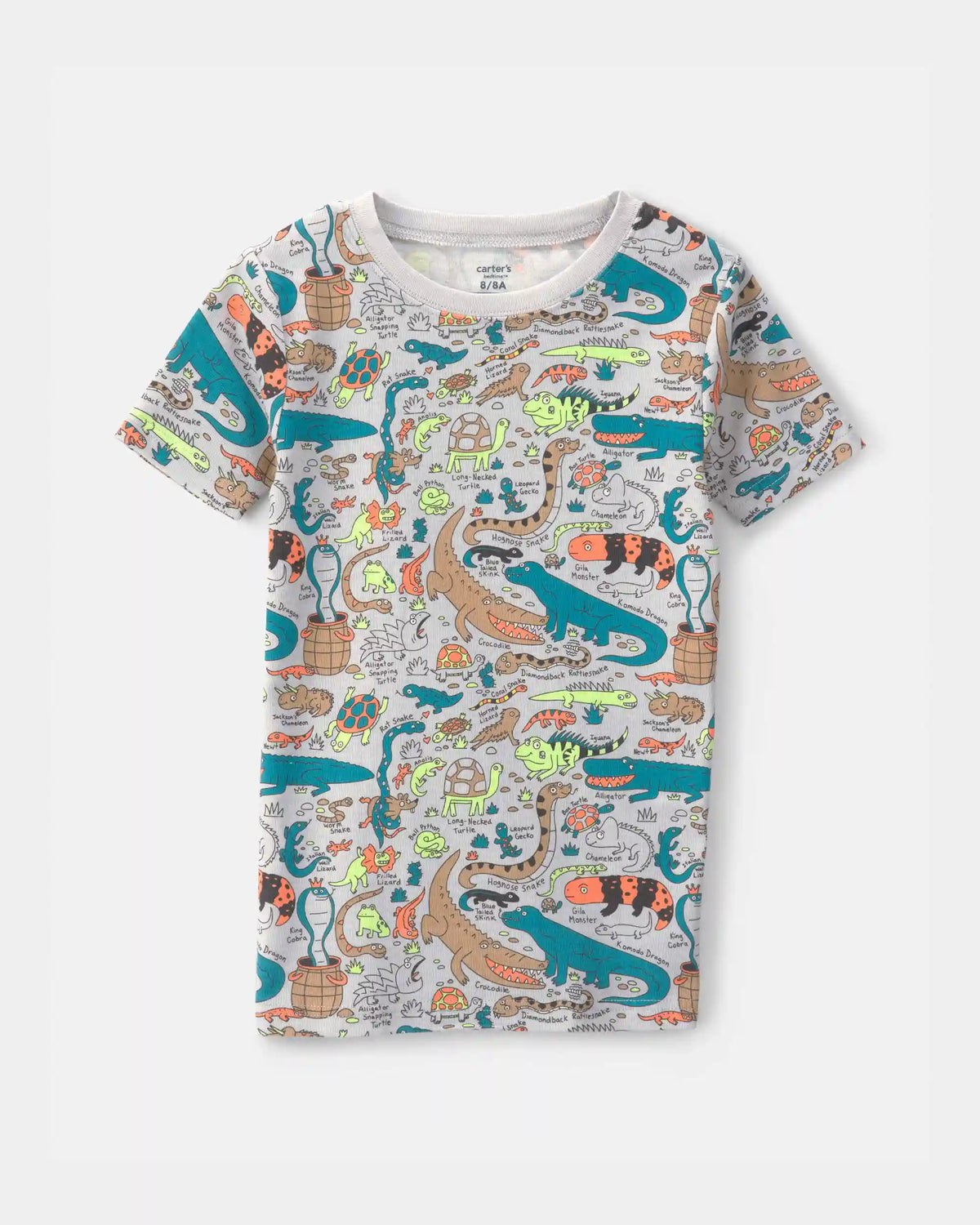 Boys Alligator 100% Cotton Snug Fit 2-Piece Pajama Set - Grey