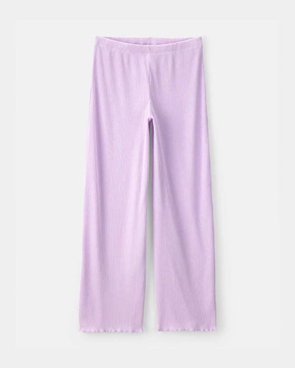 Girls Moon Rib Loose Fit 2-Piece Pajama Set - Purple