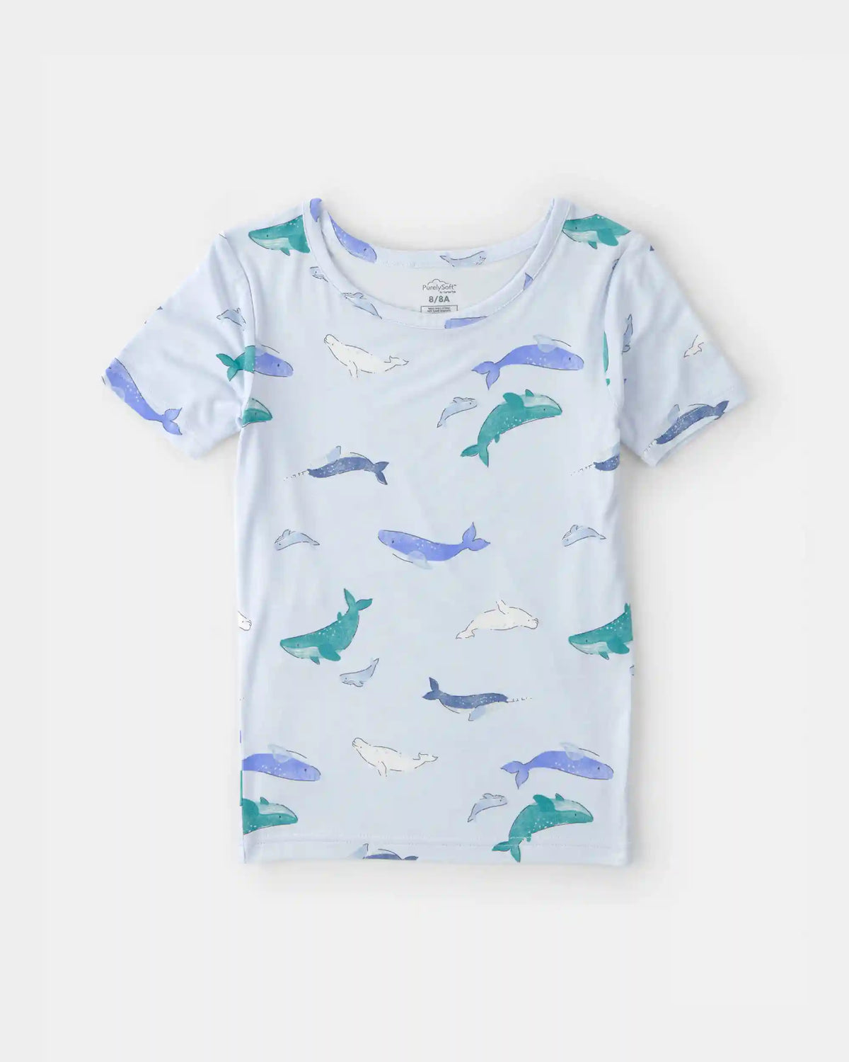 Boys Whale PurelySoft Short-Sleeve Snug Fit 2-Piece Pajama Set - Blue