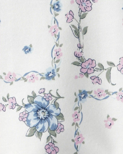 Girls Bandana Floral French Terry Pullover Sweatshirt - Blue/Ivory