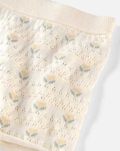 Girls Organic Cotton Sweater Knit Set in Honey Floral Print