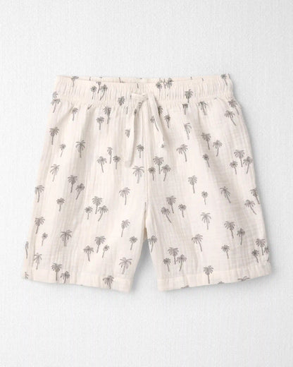 Boys 2-Piece Organic Cotton Gauze Top & Short Set in Palm Trees
