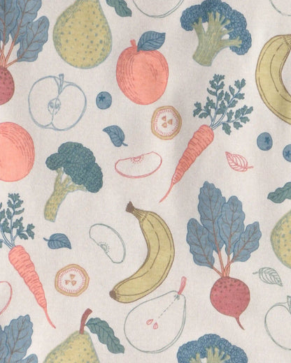 Kids 2-Piece Organic Cotton Ribbed Pajama Set in Veggie Fruit Print