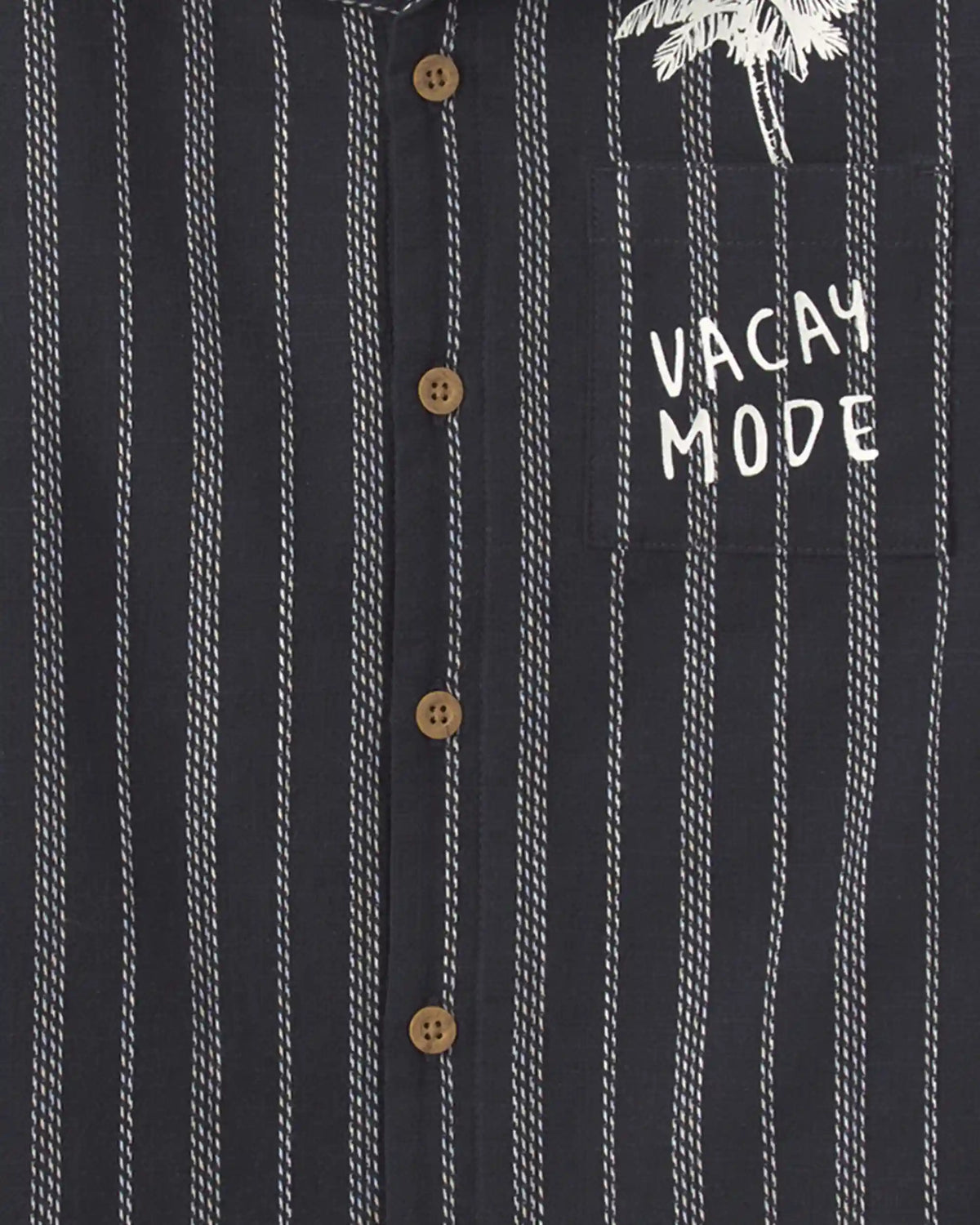Boys Striped Short-Sleeve Button-Down Shirt - Black