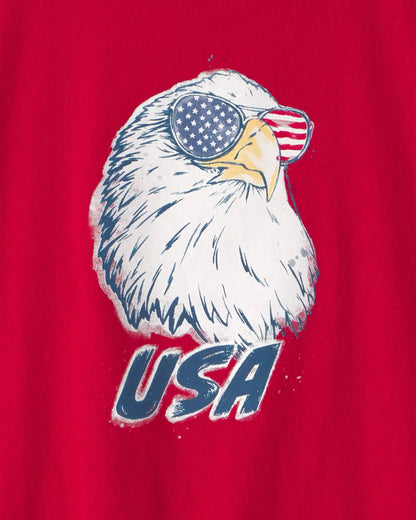 Kids Fourth Of July Eagle Graphic Tee - Red
