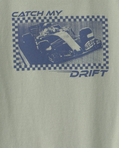 Boys 'Catch My Drift' Race Car Graphic Tee - Green