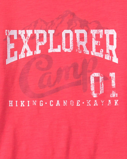 Boys 'Explorer Camp' Graphic Tee - Coral