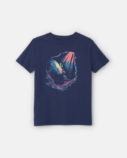 Boys Axolotl Graphic Tee - Navy