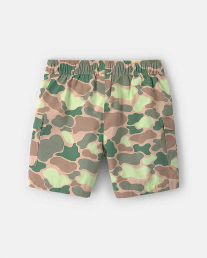 Boys Camo Canvas Cargo Shorts - Green