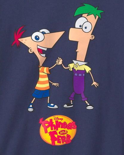 Kids Phineas and Ferb Graphic Tee - Navy Blue
