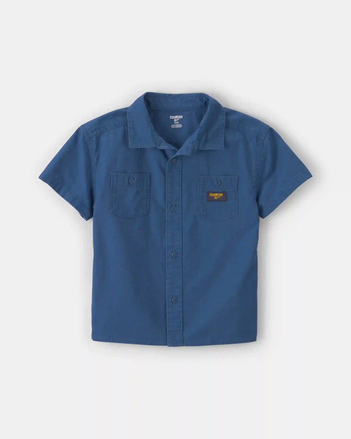 Boys Canvas Short-Sleeve Button-Down Shirt - Navy Blue