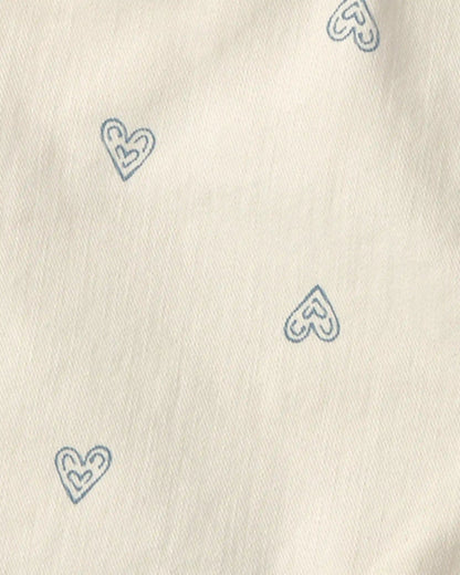 Girls Heart Denim Shorts - Ivory