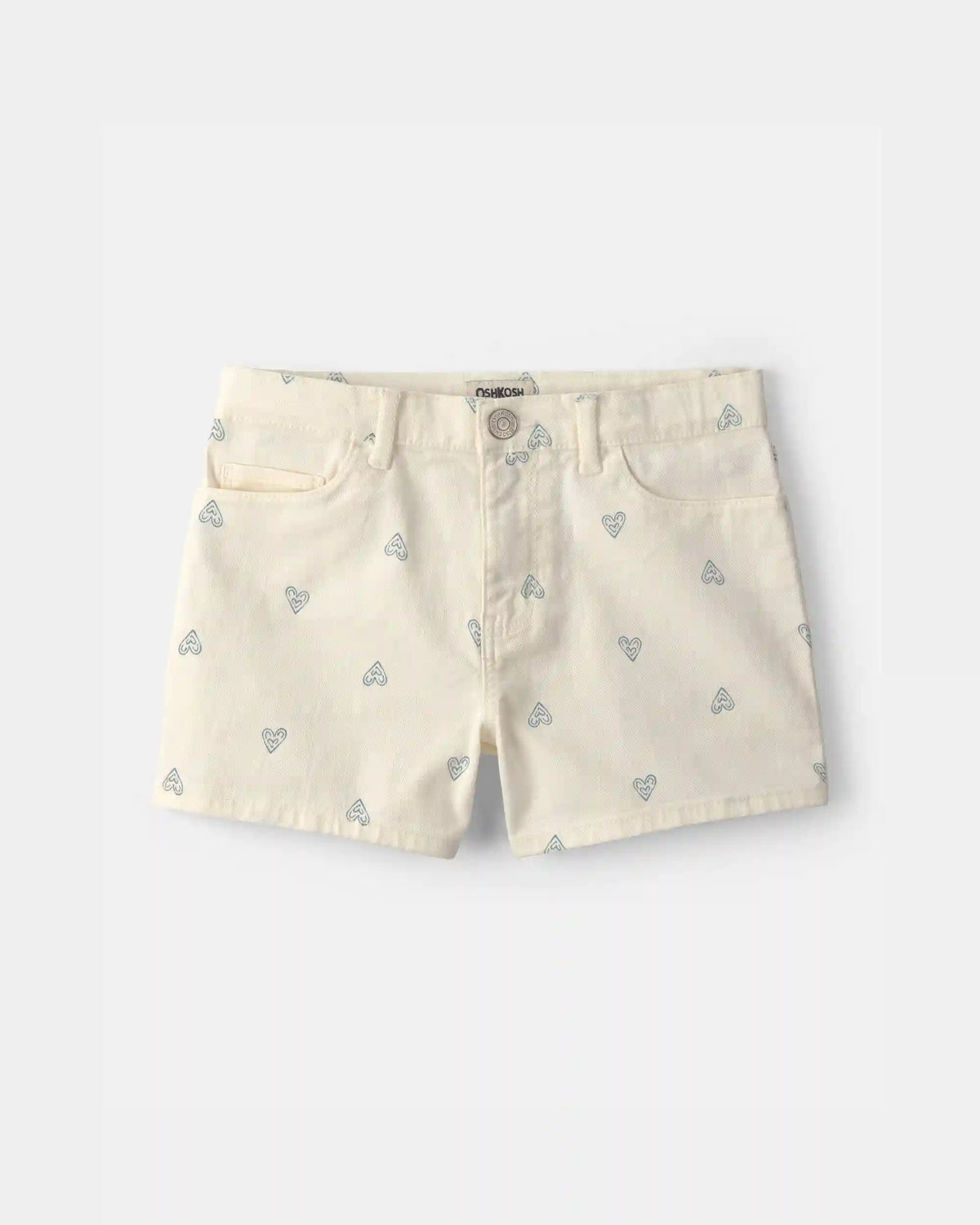 Girls Heart Denim Shorts - Ivory