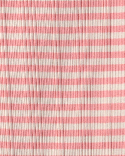 Girls Stripe Ribbed Tee - Pink