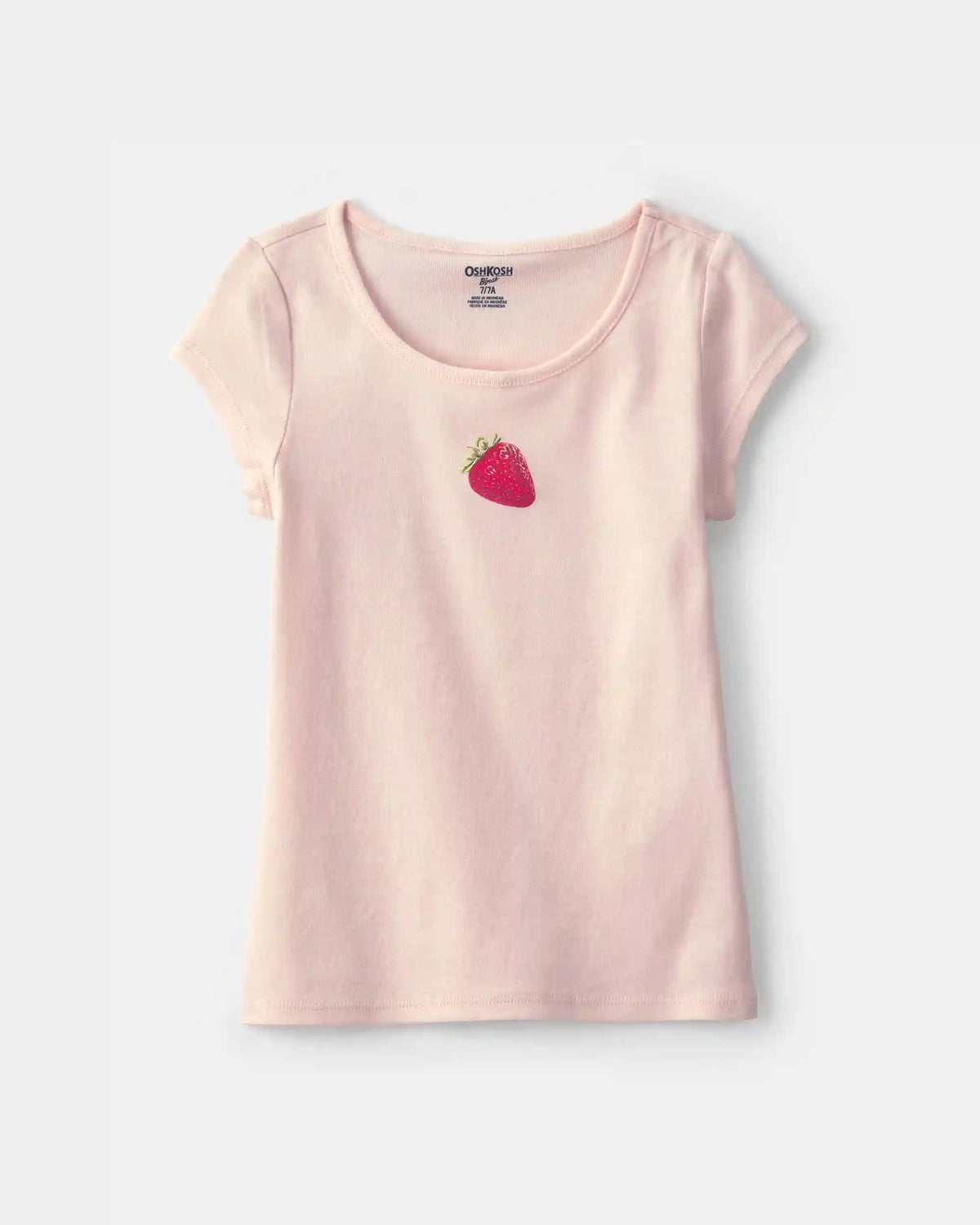 Girls Strawberry Ribbed Tee - Pink