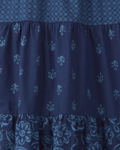 Girls Floral Maxi Dress - Navy