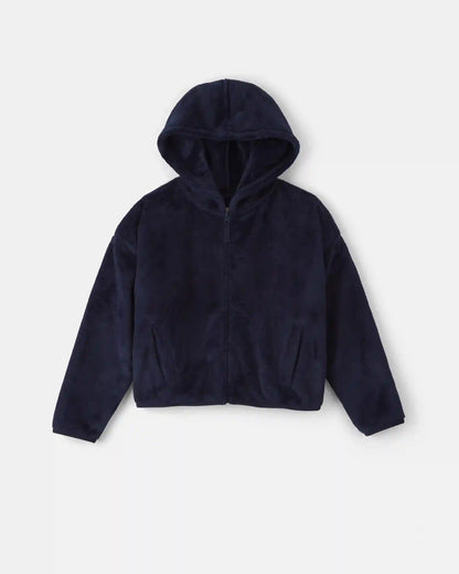 Girls Sherpa Zip-Up Jacket - Blue