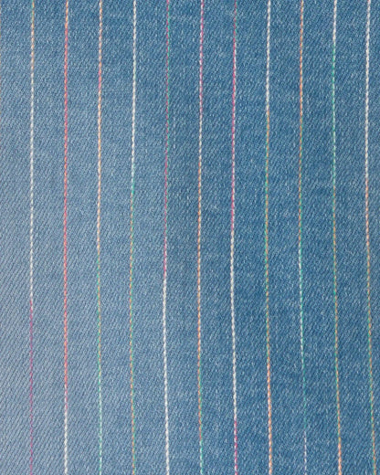 Girls Rainbow Stripe Denim Wrap Skort - Medium Wash