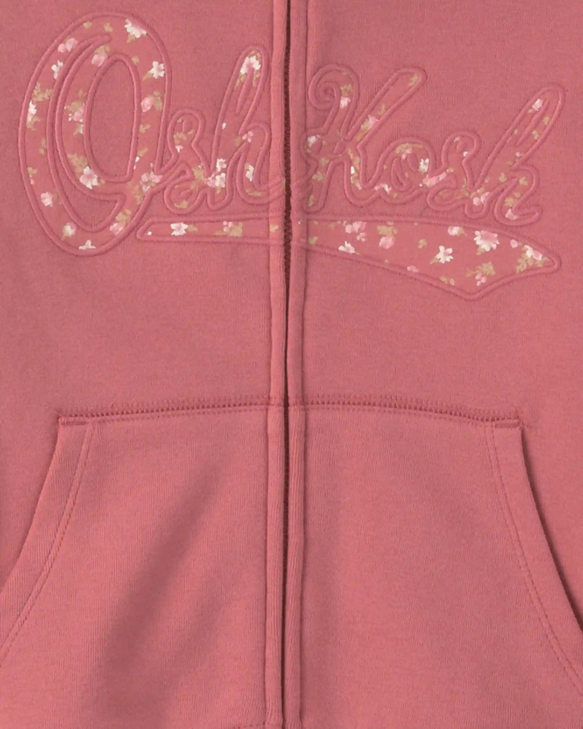 Girls Floral OshKosh Logo Fleece Zip-Up Hoodie - Pink