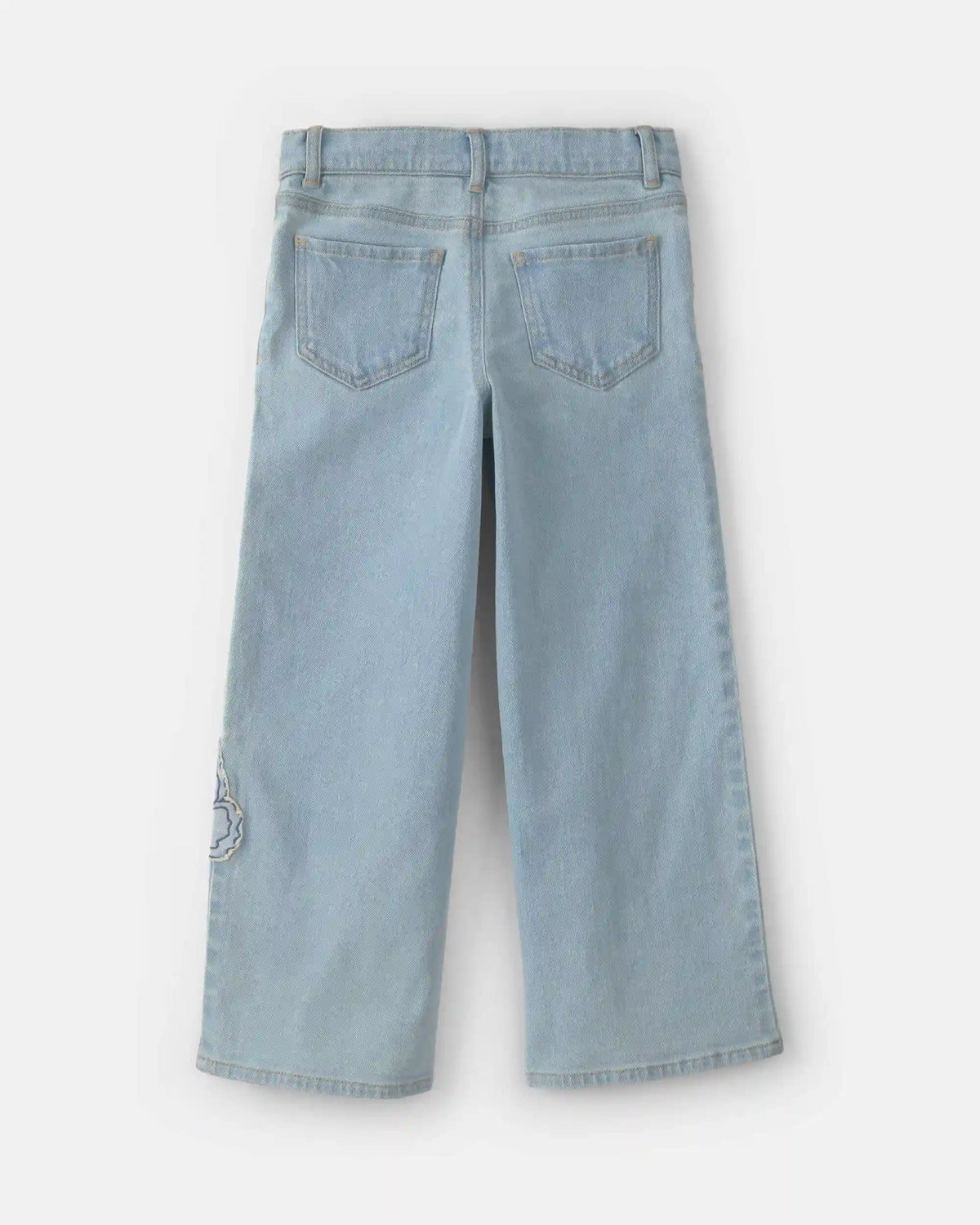 Girls Butterfly Cropped Wide-Leg Jeans - Light Wash