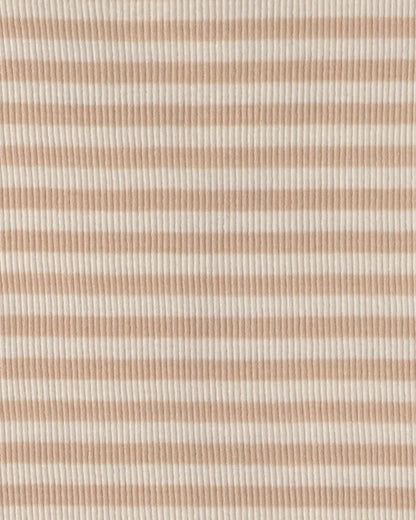 Girls Stripe Ribbed Top - Brown/Ivory