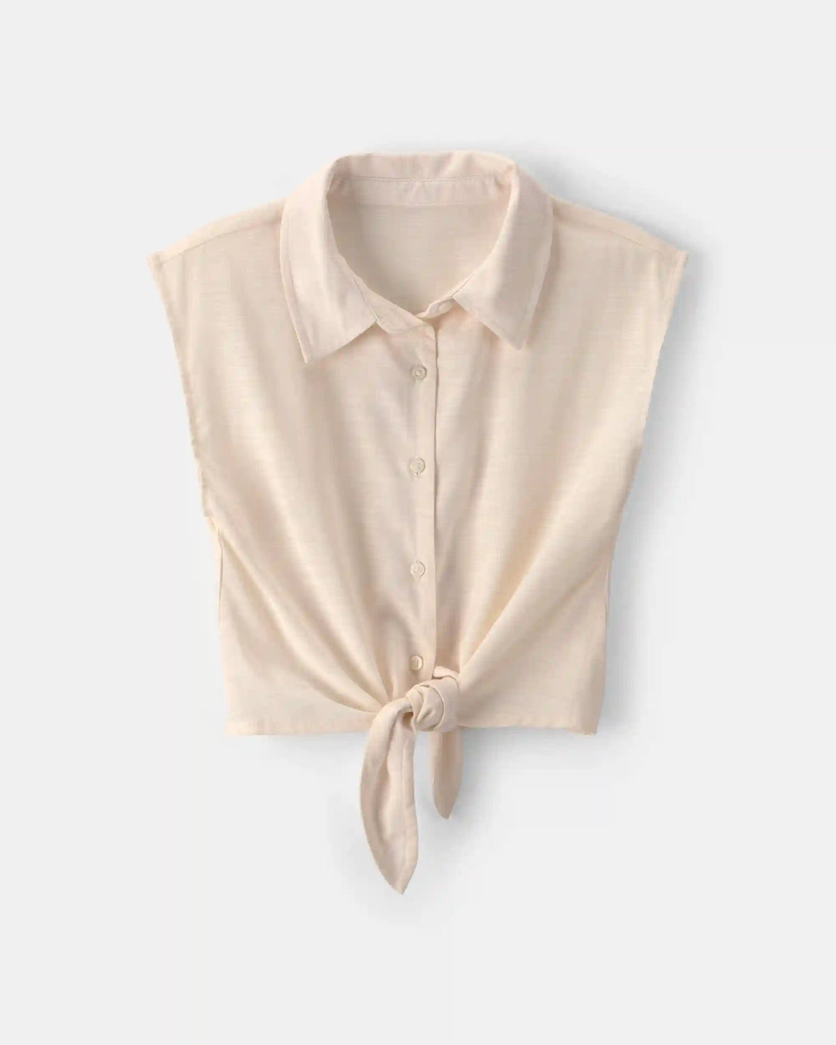 Girls Cropped Tie-Front Top - Cream