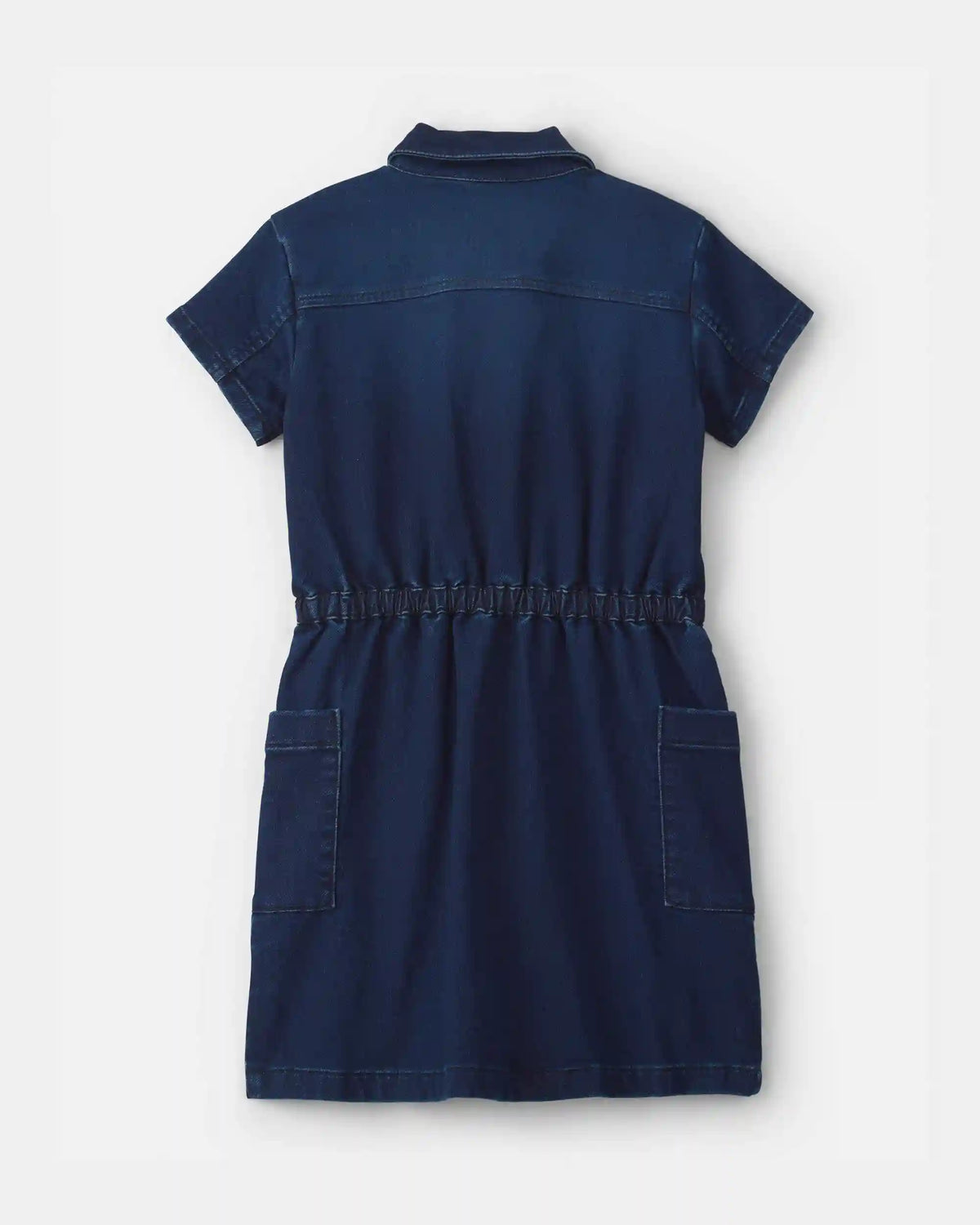 Girls Denim Button-Up Utility Dress - Dark Wash