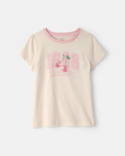 Girls Cherry Graphic Tee - Cream