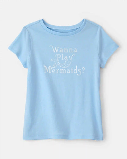 Girls Mermaid Graphic Tee - Blue