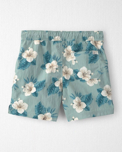 Boys Recycled Swim Trunks in Blue Hibiscus