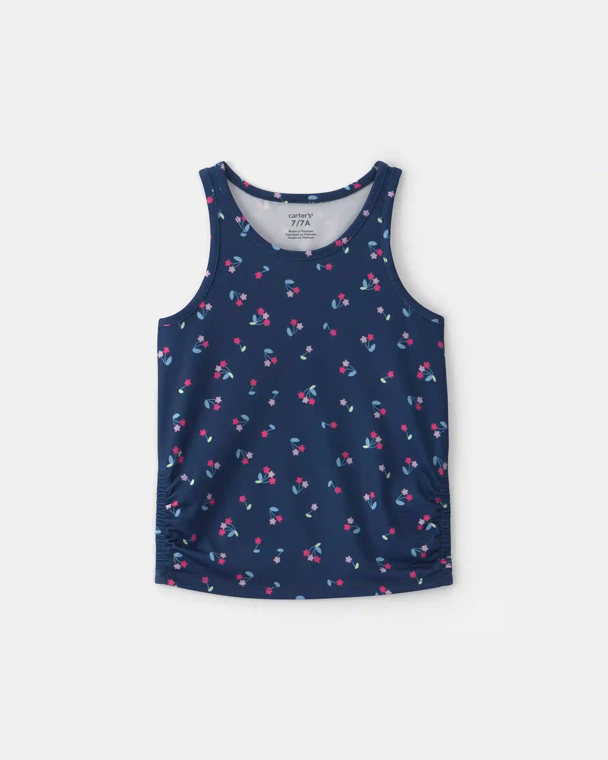 Girls Floral Active Tank Top - Navy