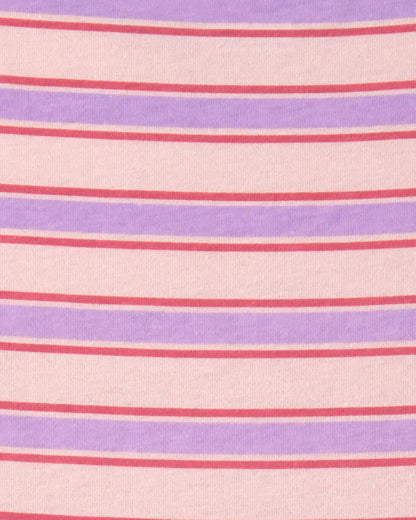 Girls Striped Short-Sleeve Dress - Pink