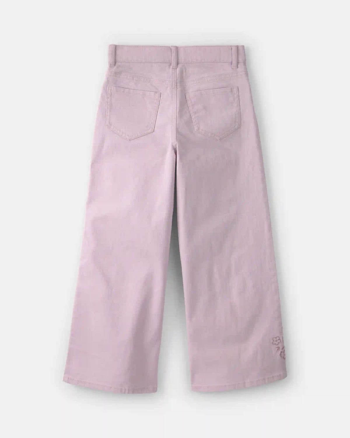 Girls Floral Embroidered Cropped Wide-Leg Pants - Purple