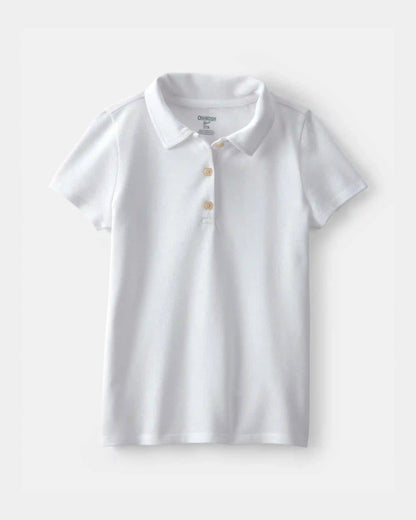 Girls Uniform Piqué Polo Shirt - White