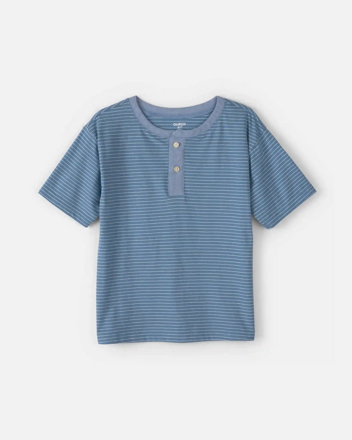 Boys Stripe Henley Tee - Blue