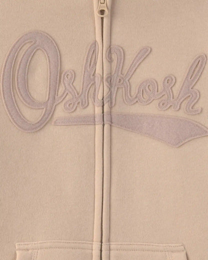 Boys OshKosh Logo Fleece Zip-Up Hoodie - Tan